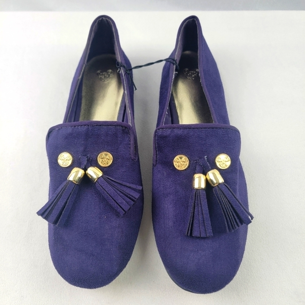 NWT Disney Parks purple velvet slip on tassle loafers Size 9